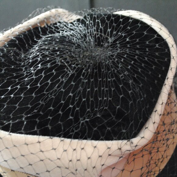 Vintage 1950s-60s Striped Velvet Bucket Hat with Lace Netting Union Made in USA main image 5